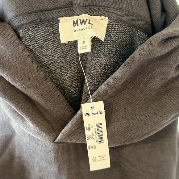 NWT Madewell Boyfriend Midweight Hoodie Sweatshirt in Coal - Size: Small - Picture 3 of 11